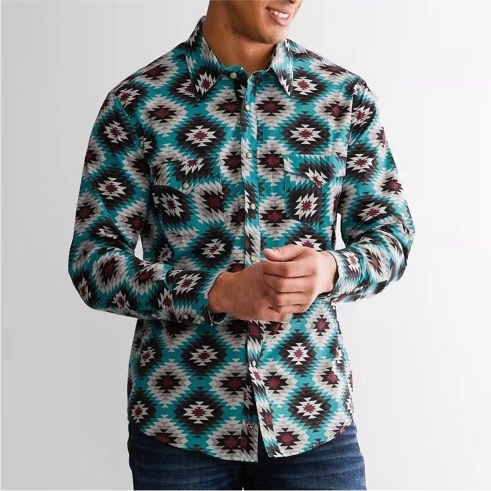 NWT Rock & Roll Denim Long Sleeve Woven Aztec Shirt | Size: XL
